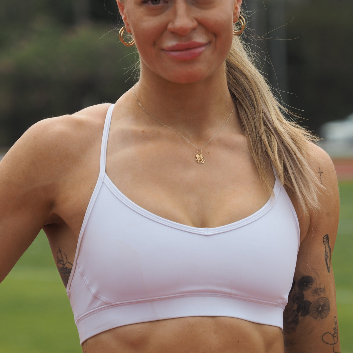 IMPI V-neck Running Bra Top - White