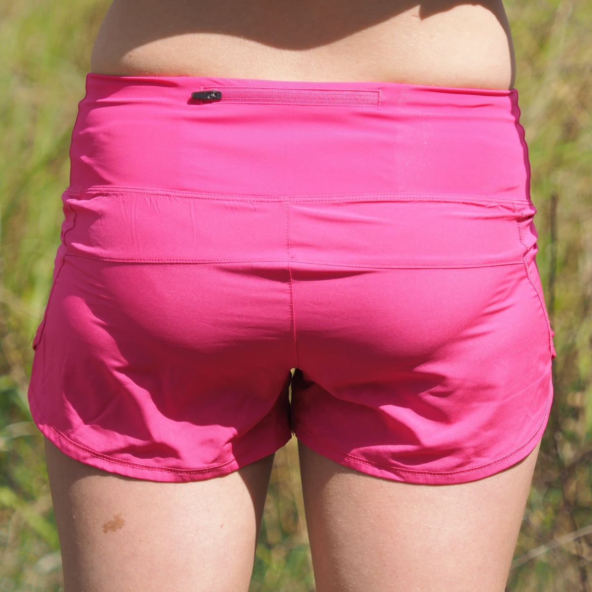 pink running shorts