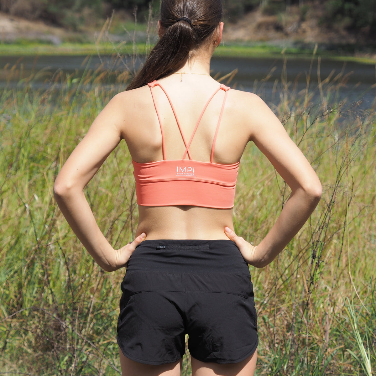 orange longer length running crop