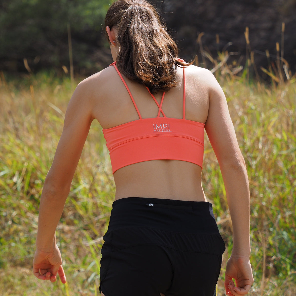 orange longer length running crop