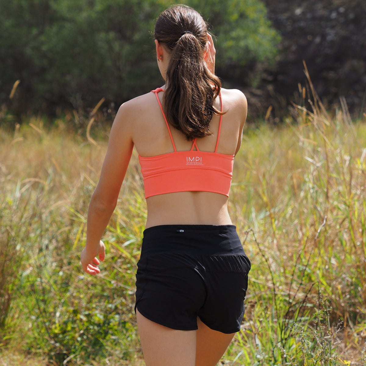 orange longer length running crop