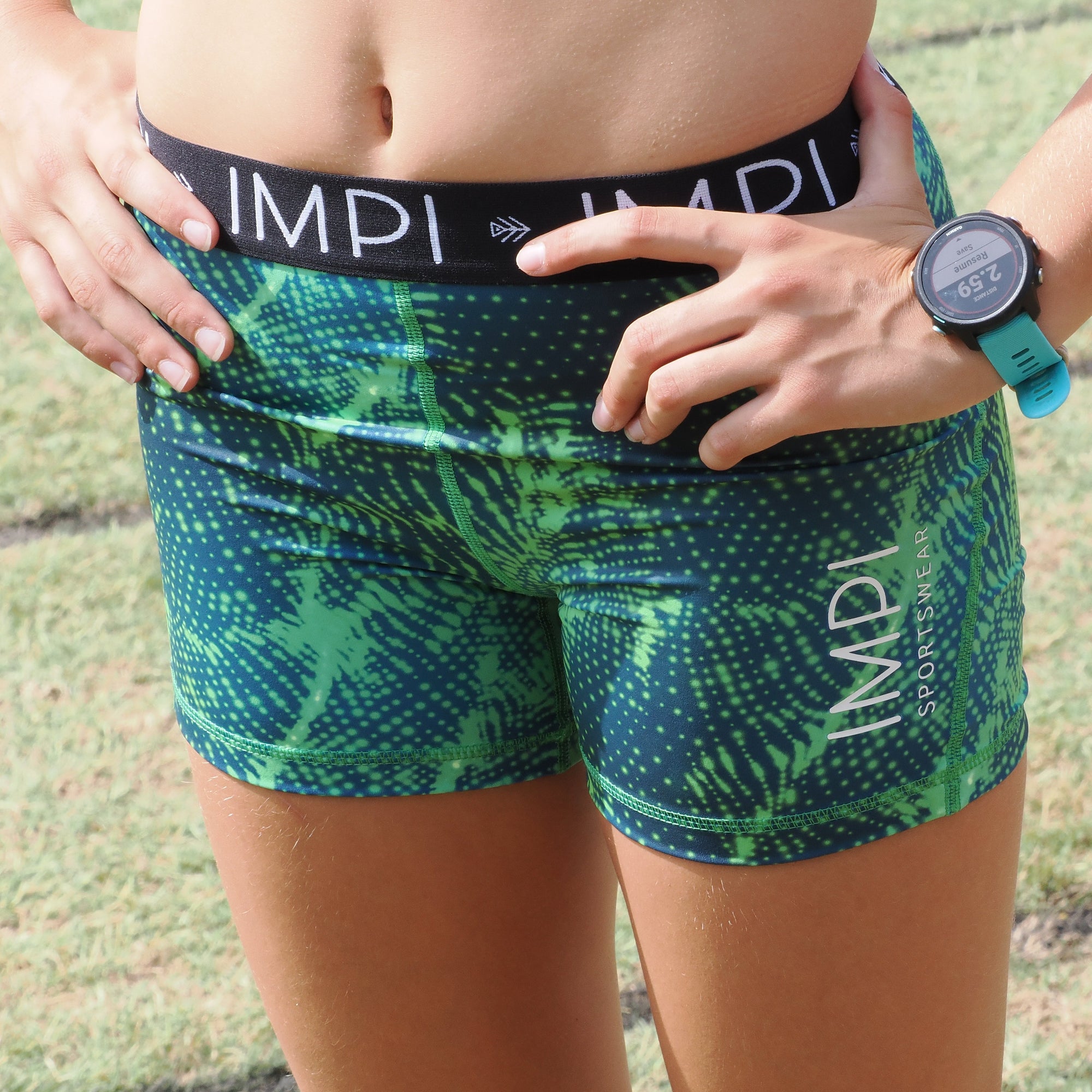 girls green bike shorts