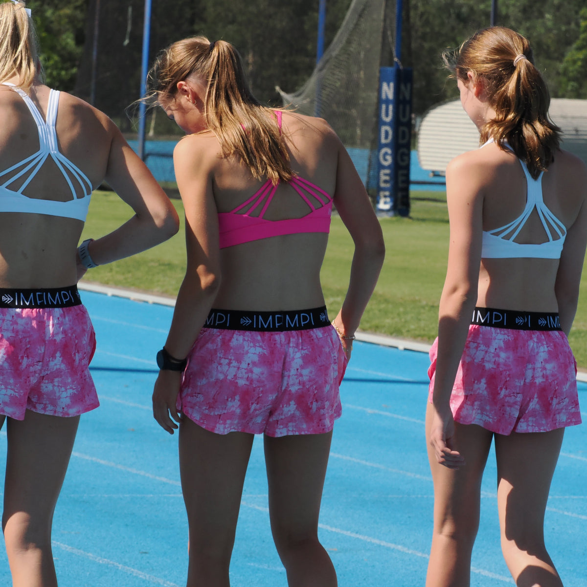 girls pink running shorts