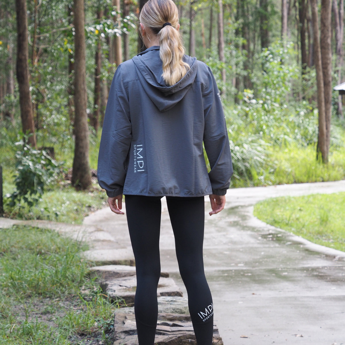 grey windbreaker running jacket