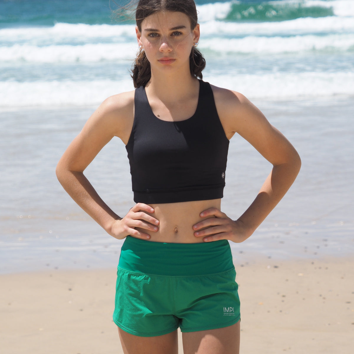 green running shorts
