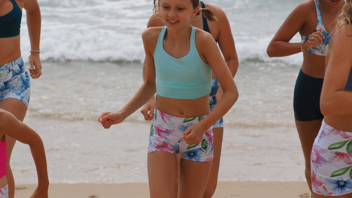 IMPI Longer Strappy Running Crop - Seafoam