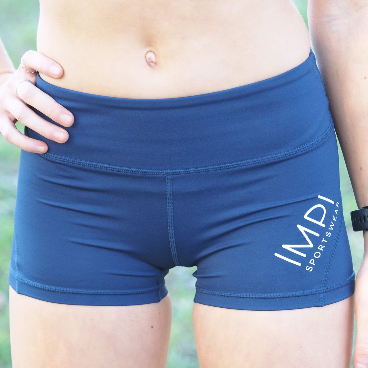 navy running shorts